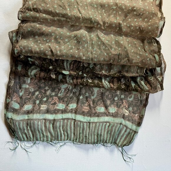 Indonesian Batik Silk Scarf - Picture 3 of 5